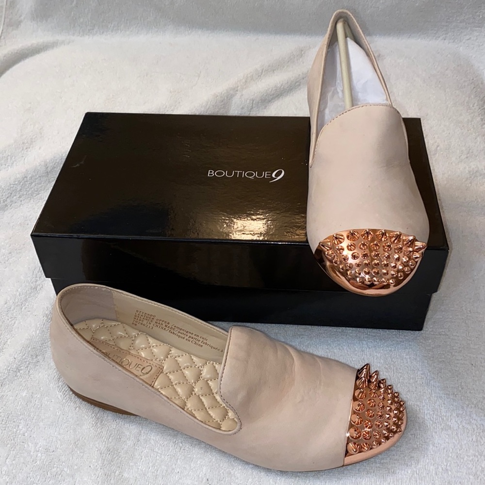 NWT genuine leather studded loafers
